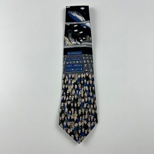 Vintage A. Rogers Air Port Scene Arrivals Departures 100% Polyester Tie Korea